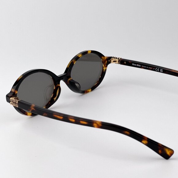 Miu Miu REGARD MU04ZSF Sunglasses – Havana Oval Grey Mirror Silver | Model VAU07 - Picture 7 of 11